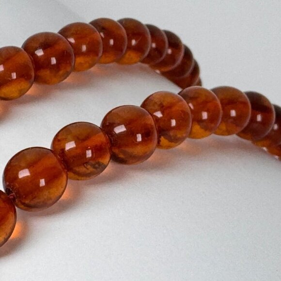 Vintage Natural Amber Beaded Necklace Long 46 in 8mm Beads Glow Gemstone - Picture 6 of 13